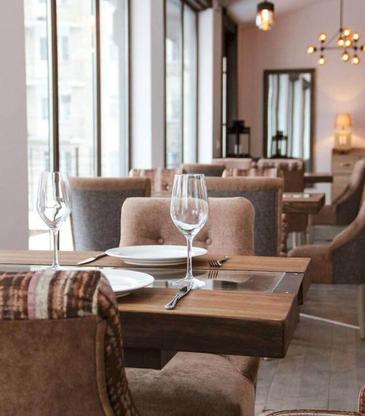 Durable restaurant tables with a matte finish.