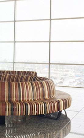 Bench made from maple and oak wood is finished with Rubio Monocoat.