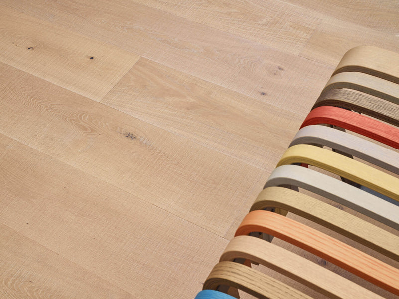 Colorful bench finished with different colors from Rubio Monocoat.