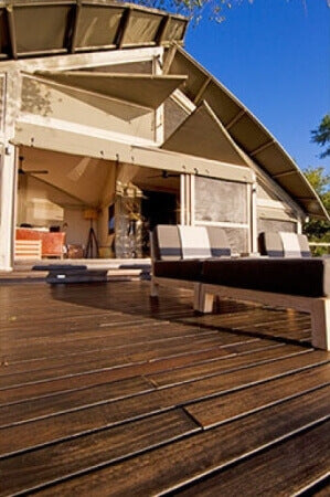 Wood decking finished with exterior decking oil.