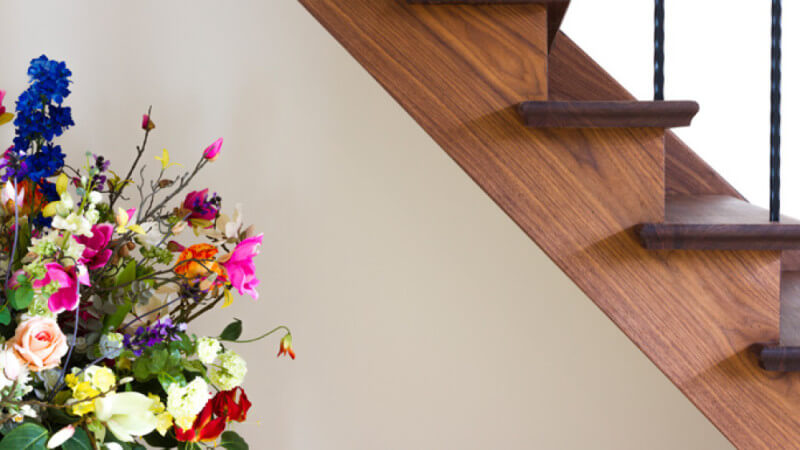 Beautiful walnut stair case finished with Rubio Monocoat.