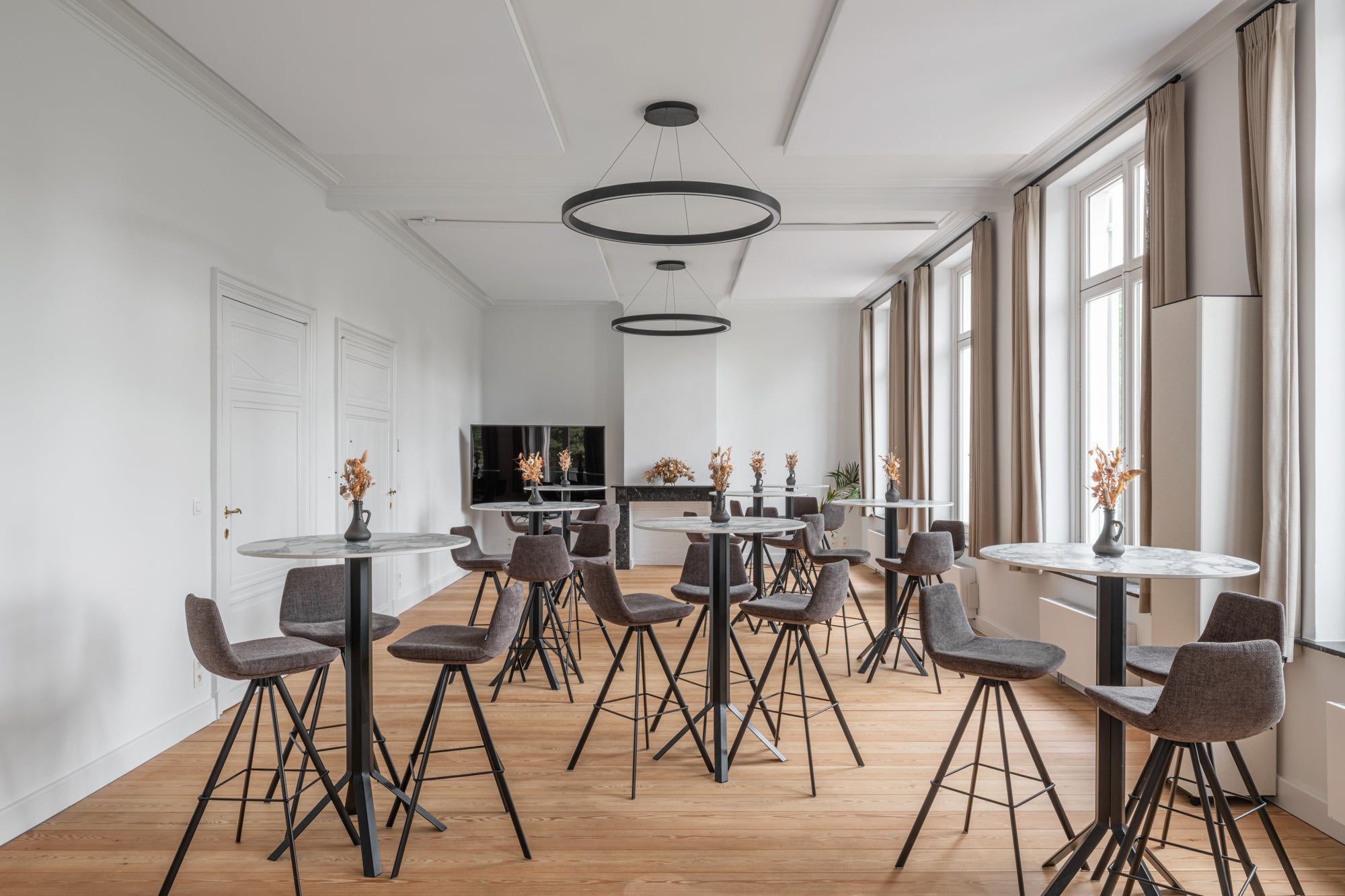 A castle with a variety of wood species and surfaces finished with Oil Plus 2C hardwax oil wood finish for interior wood surfaces.