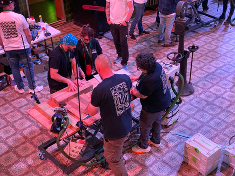 Woodworkers are collaborating on a build at the Rubio Monocoat Atelier in Belgium where over 20 woodworkers gathered to create furniture for Aynimundo, a Peruvian charity. 