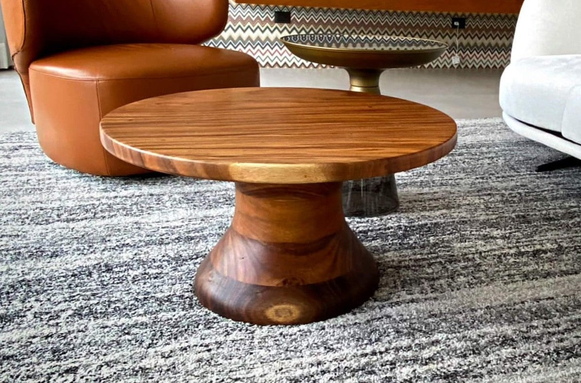 Turned wooden coffee table finished with Rubio Monocoat Oil Plus 2C