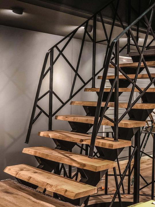 Live edge wood stair treads.