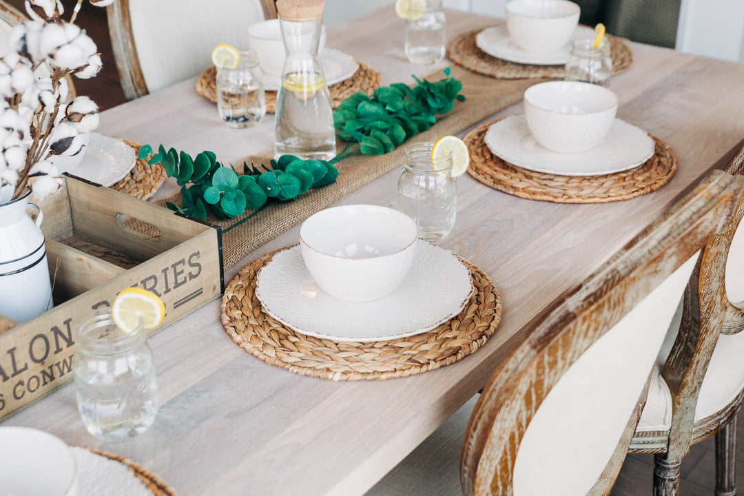 A custome made white oak dining table with a coastal hardwax oil wood stain and finish in one.