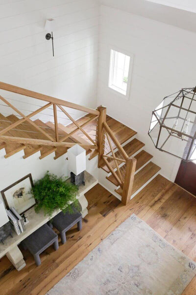 Reclaimed white oak floors and stairs finished with Rubio Monocoat.