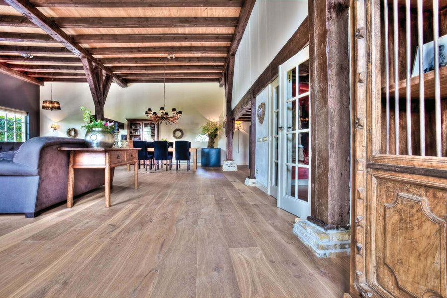 Unique oak flooring finished with Rubio Monocoat.