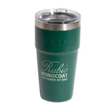 Green YETI tumbler with Rubio Monocoat branding