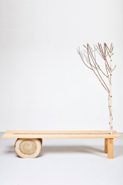 One of a kind wooden bench finished with natural hardwax oil wood finish.