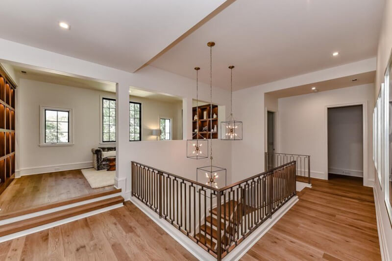 Upstairs of a house with white oak flooring finished with Rubio Monocoat.