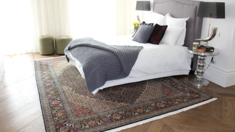 Bedroom with wood floors finished with Rubio Monocoat.