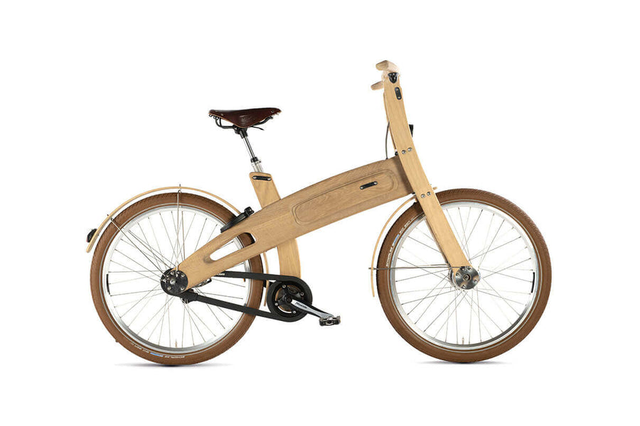 A wooden bike finished with Rubio Monocoat products.