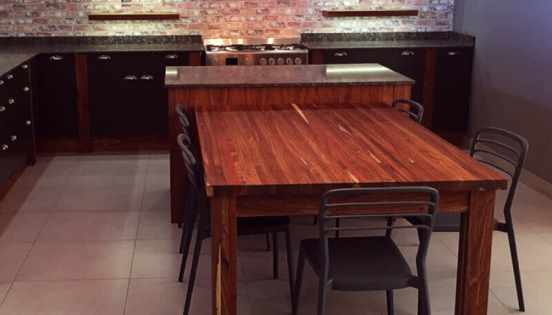 A kitchen table finished with hardwax oil from Rubio Monocoat.
