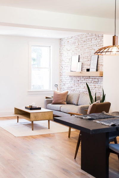 White oak floors in a modern, light and airy living room.