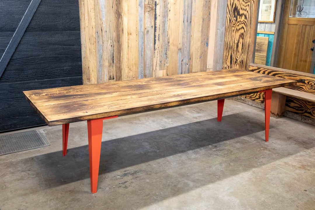 White oak table that was charred and finished with Rubio Monocoat Oil Plus 2C Pure.