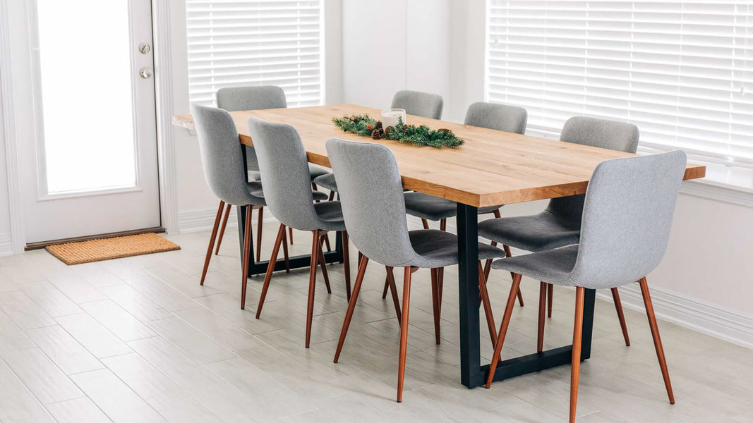 A modern white oak table finished with Rubio Monocoat Oil Plus 2C "Pure".