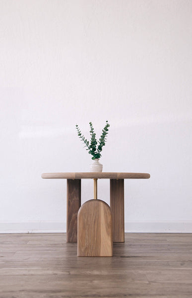 Straight of view of the side of inverse coffee table finished with Rubio Monocoat finishing products.