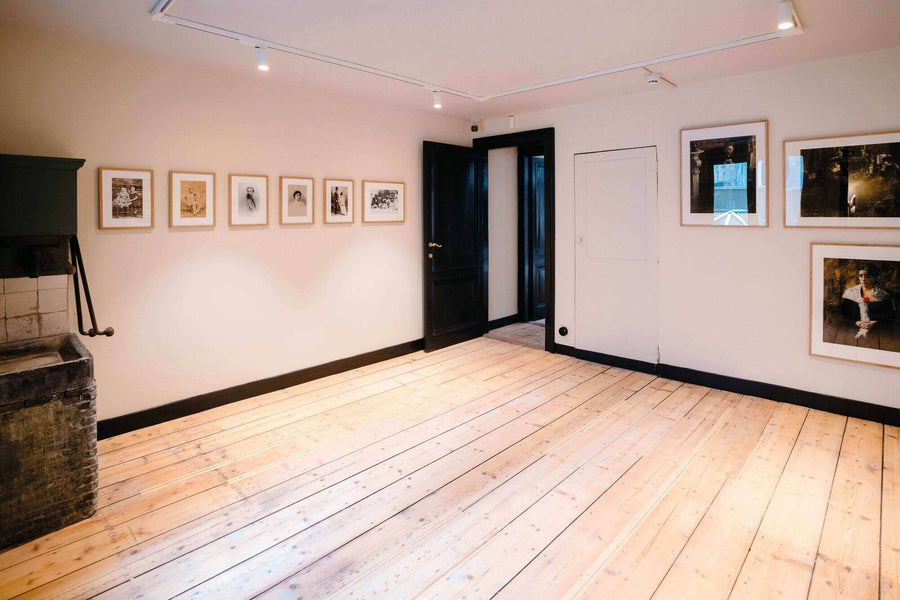 Beautiful larch wood flooring finished with natural wood finish.