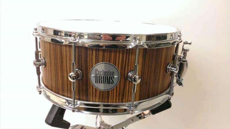 A custom drums shell made from Zebrano wood.