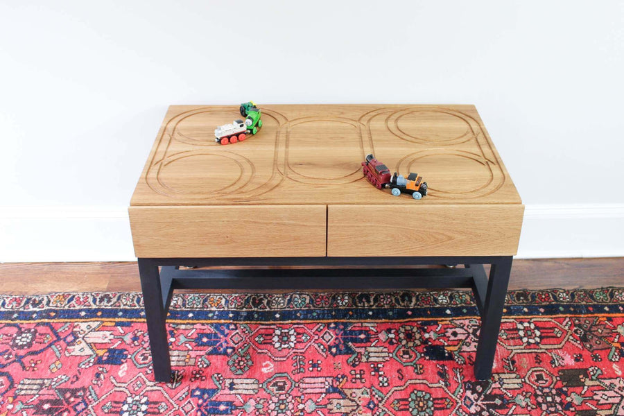 Make your own train table for children with a toy safe wood finish.