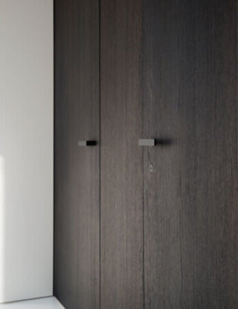 Modern design black wood cabinets.