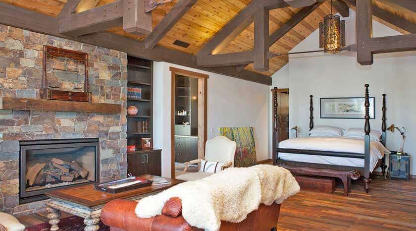 Rustic wood bedroom design.