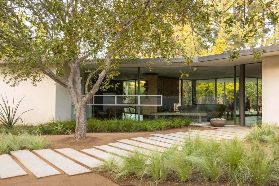 Stone paver path to the Oakdell Residence