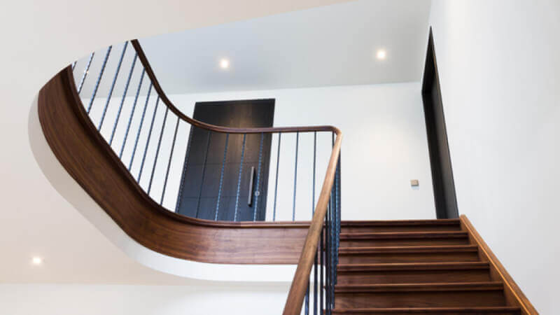 Beautiful wooden stair case finished with Rubio Monocoat.