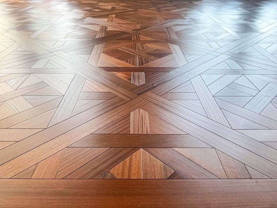 Sapele Bordeaux hardwood flooring finished with a hardwax oil.