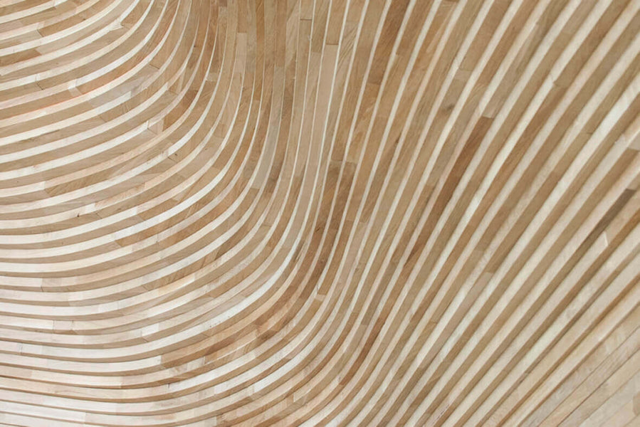 Curved wood pieces following curving lines.