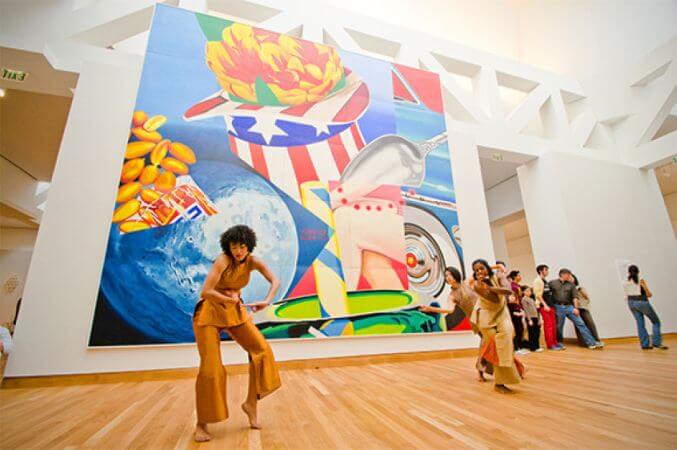 Big exhibit at museum with hardwood floors finished with Oil Plus 2C.