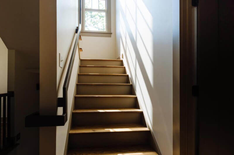 Wood stairway finished with Rubio Monocoat's hardwax oil.
