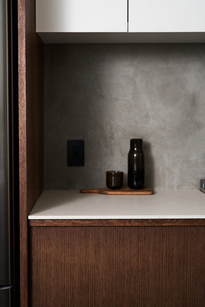 A kitchen nook with cabinets made from white oak and finished with Oil Plus 2C hardwax oil.