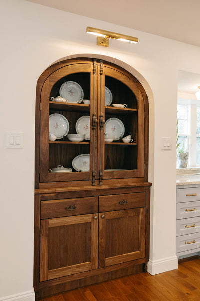 Built-in hutch made from walnut and finished with Rubio Monocoat Oil Plus 2C hardwax oil wood stain and finish.