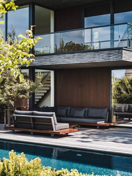 A wood facade colored and protected with DuroGrit Bison Brown.
