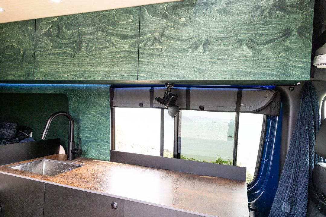 Oil Plus 2C Fern was used to finish the birch cabinetry inside a sprinter van.