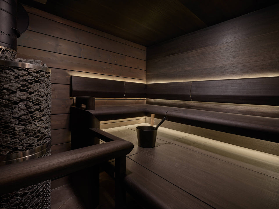 A sauna finished with Rubio Monocoat products.