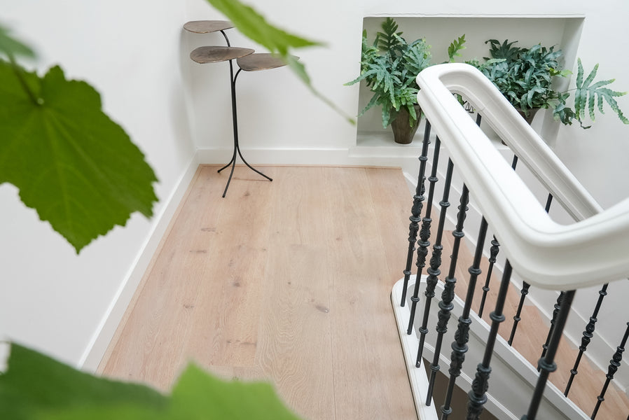 Light and bright European oak flooring finished with Rubio Monocoat's Oil Plus 2C hardwax oil wood finish.