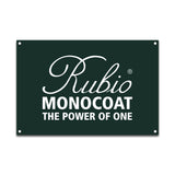 Banner with the Rubio Monocoat logo and "Power of One" tagline on a green background