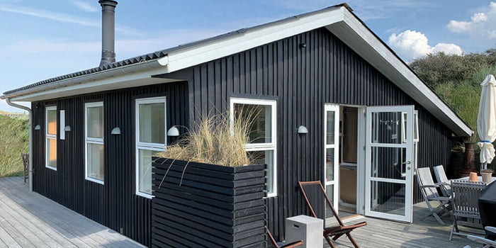 Exterior wood siding treated with WoodCream, that functions as an exterior wood sealer.