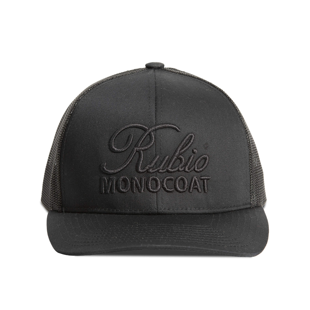 Black cap with 'Rubio Monocoat' logo on a white background