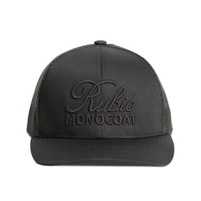 Black cap with 'Rubio Monocoat' logo on a white background