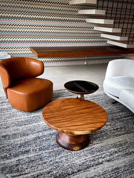 Custom wood coffee table made from Monkey Pod wood and finished using Rubio Monocoat Oil Plus 2C single layer wood stain and finish. 