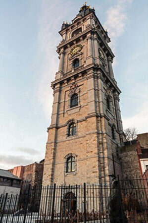 The cathedral spire of Le Beffroi de Mons