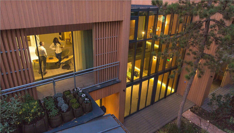 Exterior cedar cladding finished with a plant-based hardwax oil wood finish.
