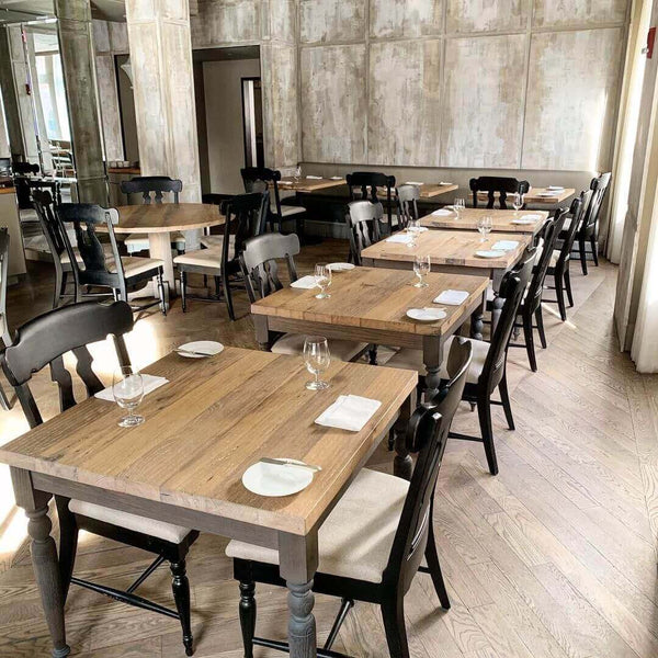 White oak tables and chairs finished with Rubio Monocoat.