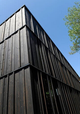 Spruce panels finished with exterior wood oil by Rubio Monocoat.