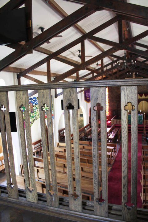 Wooden architectural details in a church.