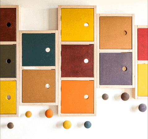 Children's daycare cabinets finished using Rubio Monocoat Hybrid Wood Protector.